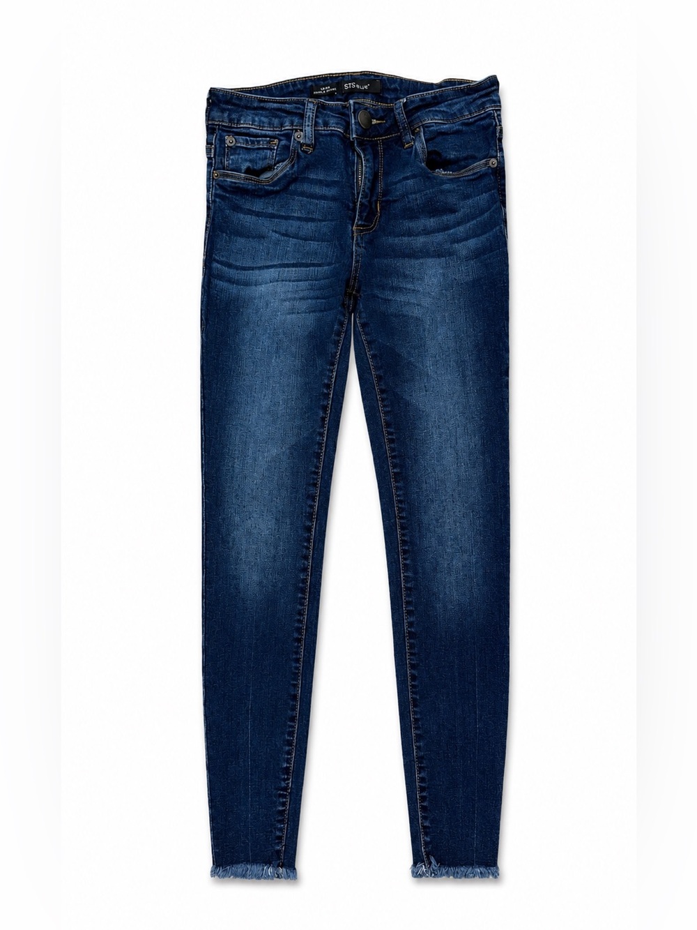 STS Blue Stitxh Fix Dark Indigo Cropped Frayed Hem Emma Ankle Skinny Jeans 25